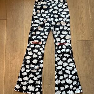 Black and White Starburst Flared Pants